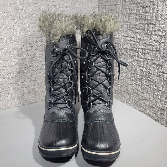 Sorel Tofino II Women's Size US 10 Black Leather Faux Fur Snow Boots NL2332-010 - Picture 1 of 10
